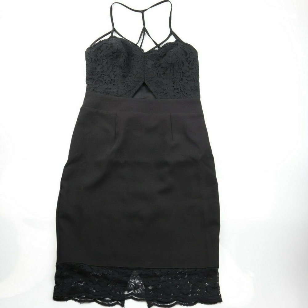 Express Cross Front Back Spaghetti Strap Black Dress Women's Size 6